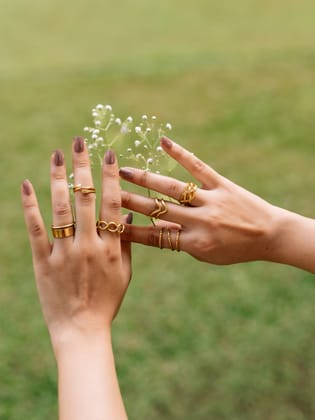 Glorine 6 Brass Rings Combo Adjustable Ring (Anti Tarnish)