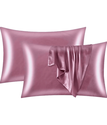 Finesse Decor - Pack of 2 Satin Solid King Size Pillow Cover ( 71.12 cm(28) x 45.72 cm(18) ) - Pink