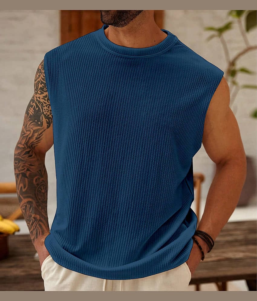 KAJARU Pack of 1 Cotton Blend Gym Vest For Men ( Blue )