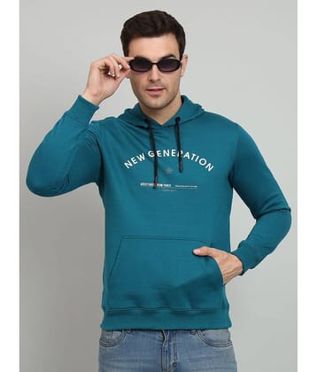 OGEN Cotton Blend Hooded Men's Sweatshirt - Teal ( Pack of 1 )