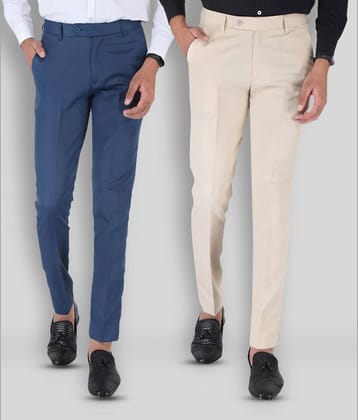 SREY - Blue Polycotton Slim - Fit Men's Chinos ( Pack of 2 )
