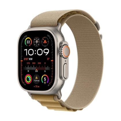 Apple Watch Ultra 2 GPS + Cellular 49mm Natural Titanium Case with Tan Alpine Loop - Small Apple Watch Ultra 2 GPS + Cellular 49mm Natural Titanium Case with Tan Alpine Loop - Small
