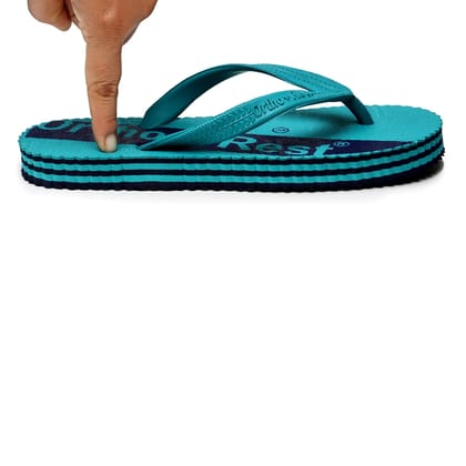 Ortho + Rest Hawai Rubber Slippers for Men | Cushion Footbed Flip flops for Home Daily Use (Color - Blue) by Pee Aar Industries