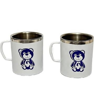 Dynore 2 Teddy Bear Mugs Animal Stainless Steel Coffee Mug 300 mL ( Pack of 2 )