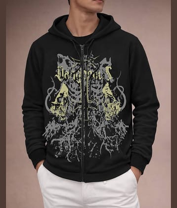 Eyebogler Polyester Blend Hooded Men's Full Sleeves Cardigan - Black ( Pack of 1 )