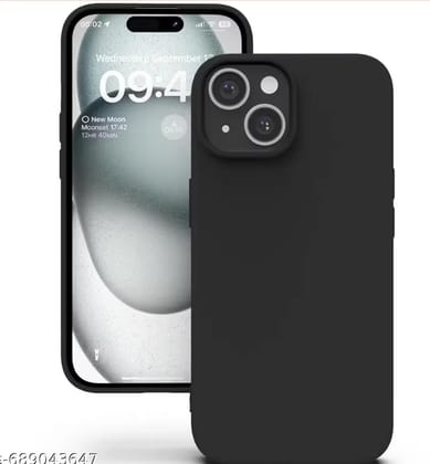 Kozykit Silicone Back Cover for Apple iPhone 15 Plus | Soft Touch Liquid Silicone Case | Shockproof Slim Protective Mobile Cover | Premium Microfiber Lining | Black Colour