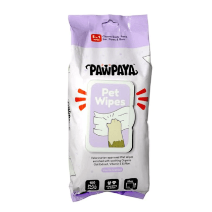 Pawpaya Vanilla Scented Wipes for Dogs and Cats Pawpaya Vanilla Scented Wipes for Dogs and Cats - 100pcs