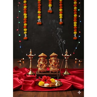 Gopika Laxmi Ganesh Murti for Diwali Pooja Clay Laxmi Ganesha Idol Decorative Showpiece - 8 cm(Clay, Multicolor) Gopika Laxmi Ganesh Murti for Diwali Pooja Clay Laxmi Ganesha Idol Decorative Showpiece - 8 cm(Clay, Multicolor)