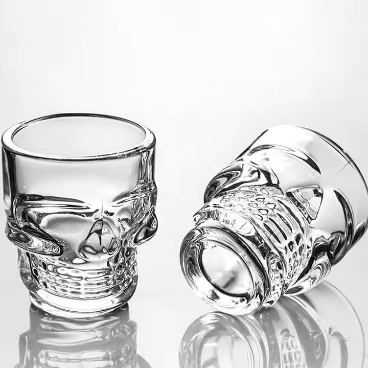 Skull Shot Glasses | Pack of 6 | 60 ML | Tequila Crystal Clear Mug for Ocean, Dessert, Beverage Drink, Liquor, Cordial, Patiala |