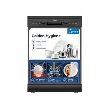 Midea 13 Place Setting Freestanding Dishwasher, 7 Wash Programs, Intensive 70C, Glass Care Mode (MDWPF1301F(B) IN, ECO & Rapid Wash, Fully Automatic, Suitable for Indian Kitchen) Midea 13 Place Setting Freestanding Dishwasher, 7 Wash Programs, Intensive Midea 13 Place Setting Freestanding Dishwasher, 7 Wash Programs, Intensive 70C, Glass Care Mode (MDWPF1301F(B) IN, ECO & Rapid Wash, Fully Automatic, Suitable for Indian Kitchen) Midea 13 Place Setting Freestanding Dishwasher, 7 Wash Programs, Intensive