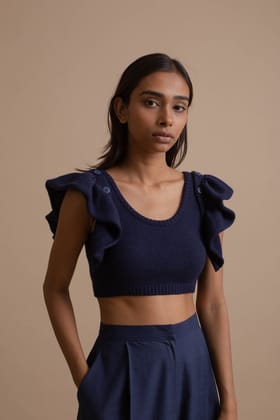 Detachable Frill Knit Bustier-S-M
