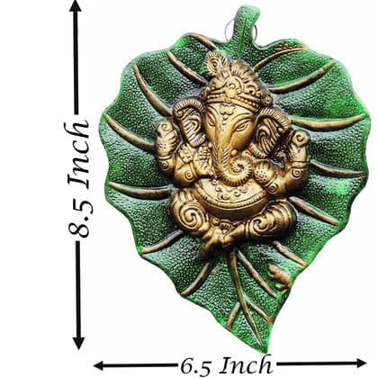 Aluminum Showpiece Ganesh Patta Green Color Statue (ASMAS095 B)