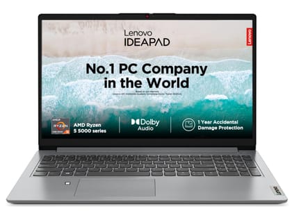 Lenovo IdeaPad Slim 1 AMD Ryzen 5 5500U 15.6" HD Thin and Light Laptop (8GB/512GB SSD/Windows 11 Home/Office Home 2024/1 Year ADP Free/Grey/1.6Kg), 82R4011MIN