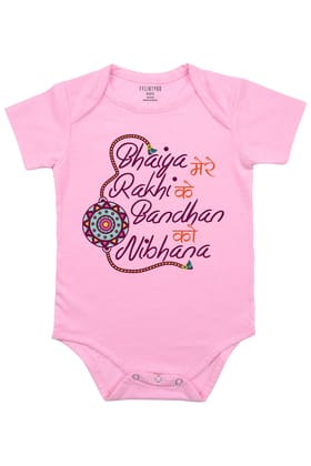 Bhaiya Mere Rakhi Ke Bandhan Ko Nibhana Baby Romper | Onesies-Baby Romper / 0-3 Months / Pink