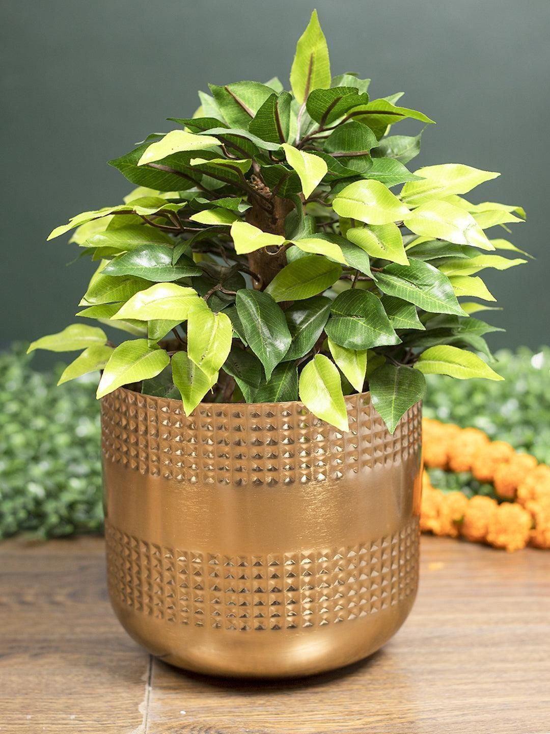 Indoor Golden Hammered Floor Planter