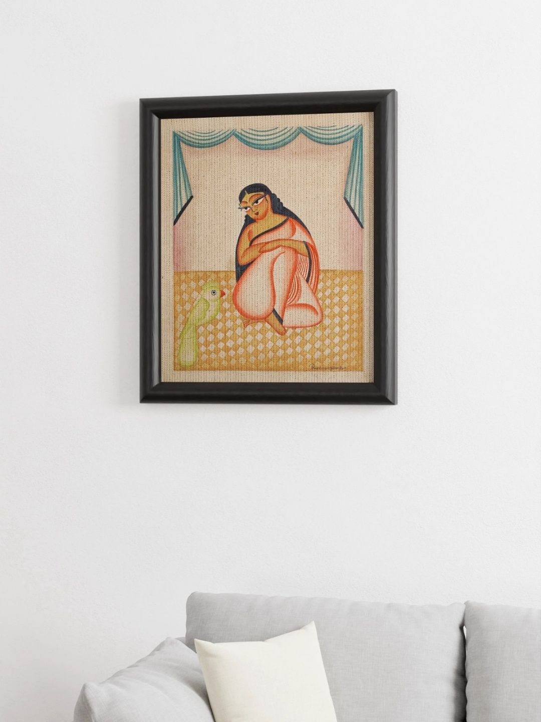 Woman and Parrot Patachitra