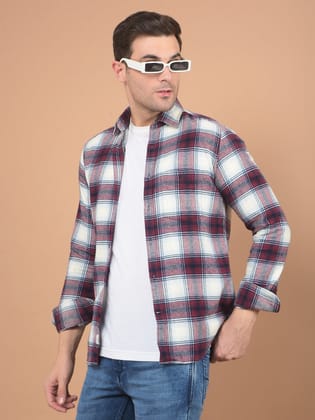 Brown Checked 100% Cotton Shirt-L / Brown