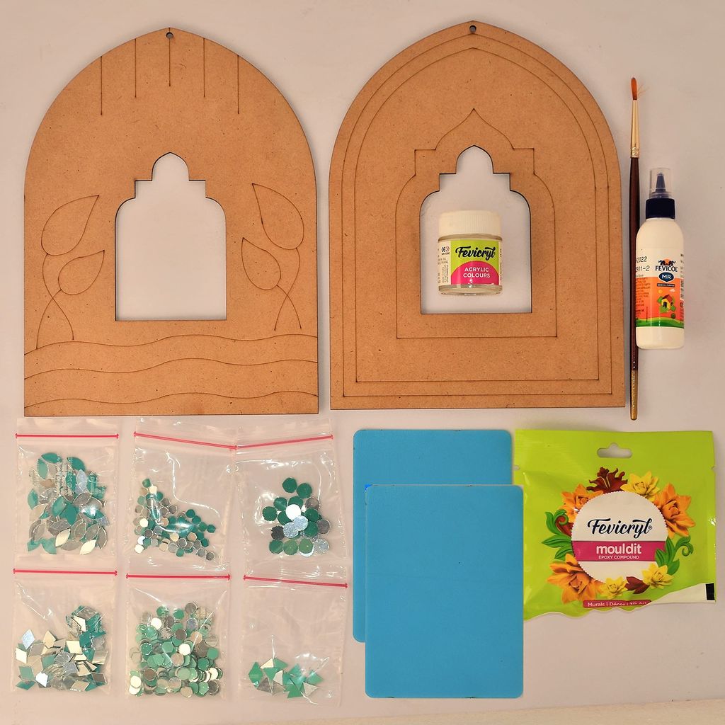 The brown box Lippan Art Kit,Art and Craft Kit,Craft kit,Craft kit for Adults,Hobby kit,DIY Kit,Jharokha MDF Cutout,Gift for Girls Age 10-15 - Pooja Needs | Buy online on ZillyBuy