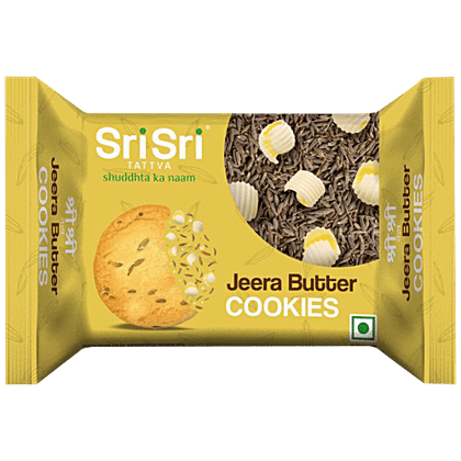 Sri Sri Tattva Jeera Butter Cookies - Crispy, Crunchy, Perfect Snack, 90 g