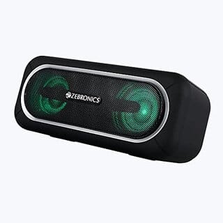 Zebronics Zeb-Delight 20 Bluetooth v5.0 Portable Speaker with 10W RMS TWS Function FM Radio Call Function Supports USB microSD 5H Backup Built-in Rechargeable Battery AUX and RGB Lights.