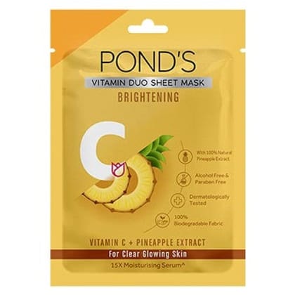 Pond's Brightening Vitamin C And Pineapple Extract Sheet Face Mask, 25 ml