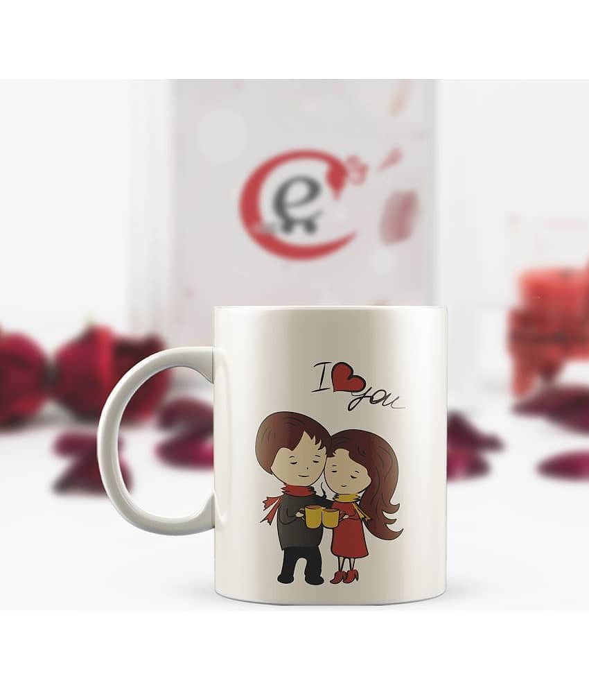 eCraftIndia White Ceramic Valentine Hamper