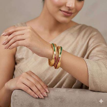 Golden Stone Bangles for Everyday Wear size 2-8