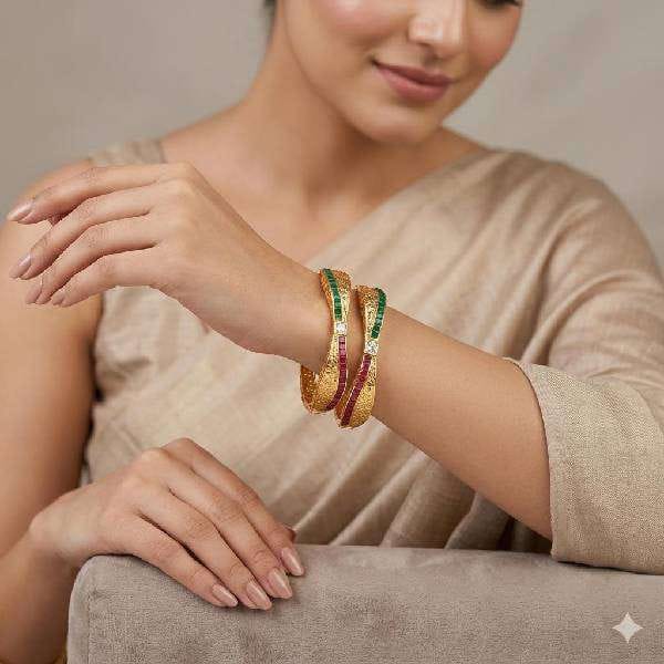 Golden Stone Bangles for Everyday Wear size 2-8