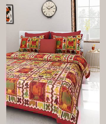PETROSOLY Cotton 1 Double Queen Bedsheet with 2 Pillow Covers ( Multicolor )