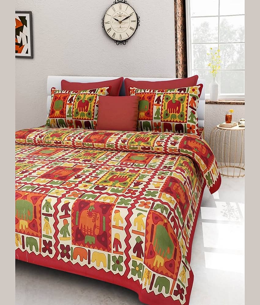 PETROSOLY Cotton 1 Double Queen Bedsheet with 2 Pillow Covers ( Multicolor )