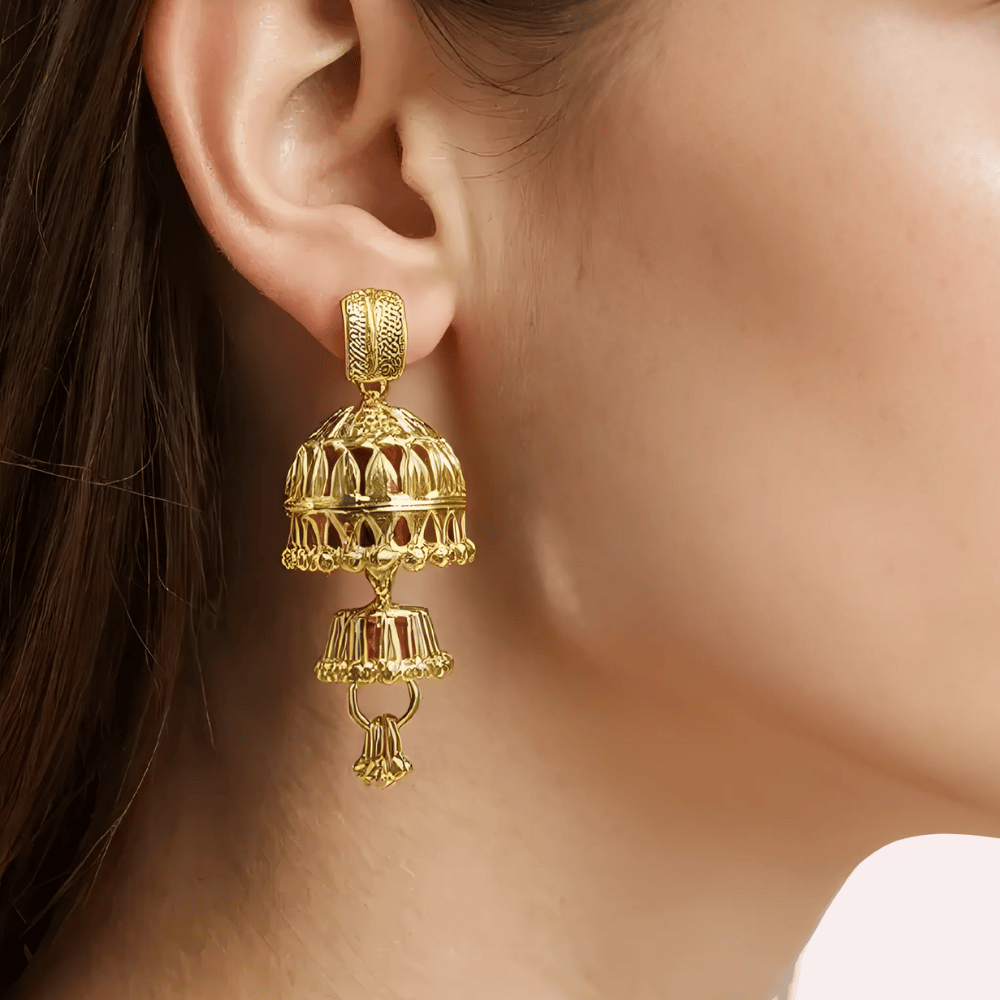 Royal Dome Dual Jhumka Earrings - Earrings | Buy online on ZillyBuy