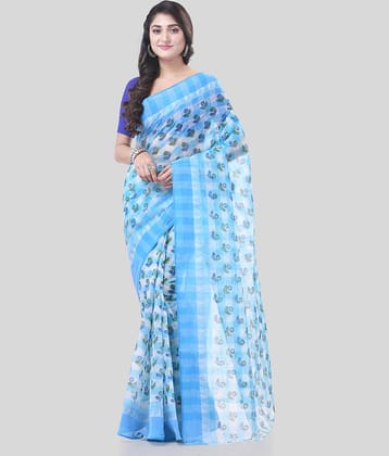 Desh Bidesh Cotton Woven Saree Without Blouse Piece ( Blue )