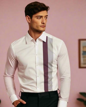 Colourblocked Formal White Shirt-WHITE / XL