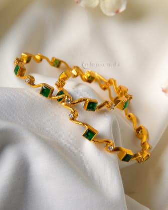Gold Polish Silver Bangle CHB1107 (Pair)-2.6