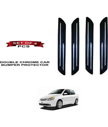 RONISH Rubber Car Bumper Protector Guard (Double Chrome) For Tata Indigo eCS