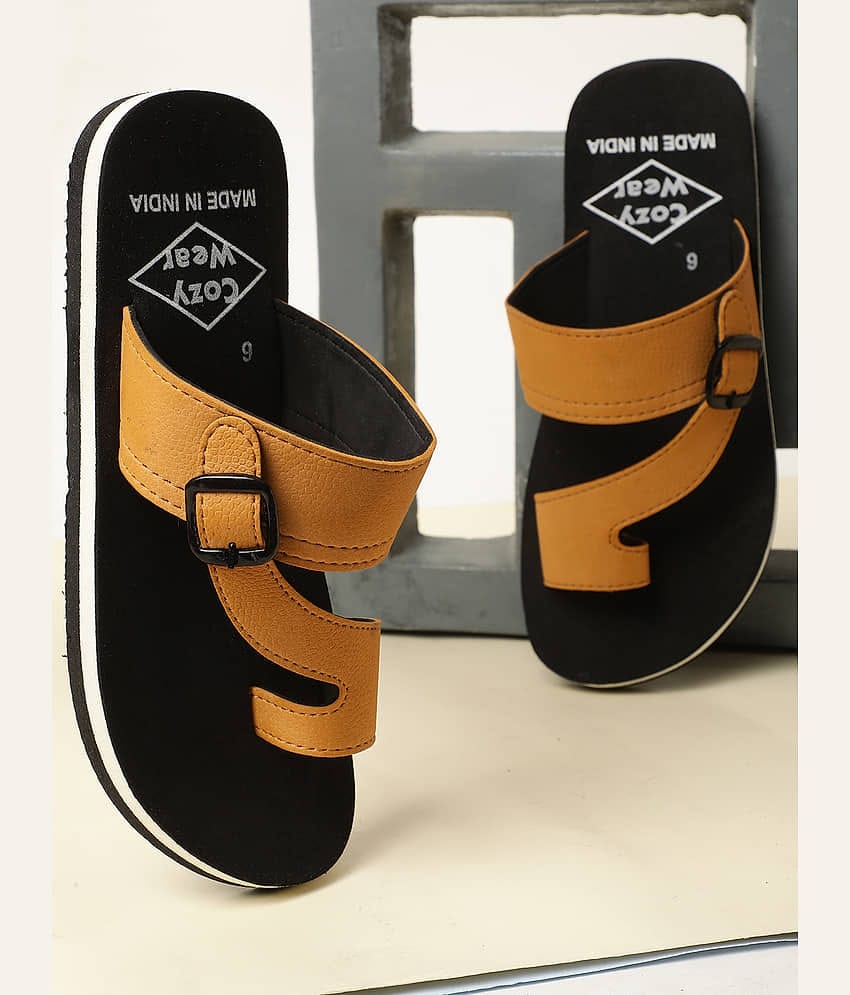Cozy Wear Orange Men's Leather Slipper