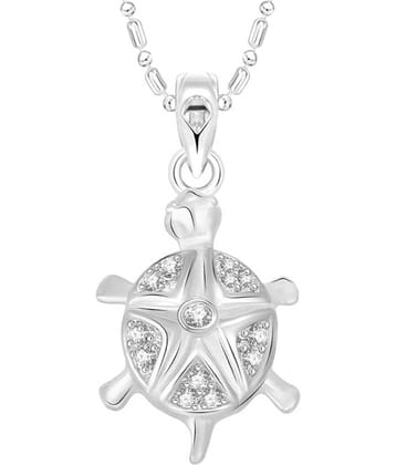 Vighnaharta Tortoise CZ Rhodium Alloy Pendant for Men and Women - [VFJ01121PR]