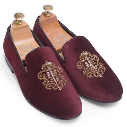 The Royal Crest© Slipons (Wine)(Patent Copyright Artwork)-EU 40 / UK 6 / Rust