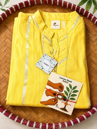 Maatitva Bhaiya Mere Kurta Gift Combo | Premium Cotton Kurta with Lemon Seed Rakhi
