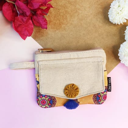 Front Flap Mini Wallet - Mustard Tile