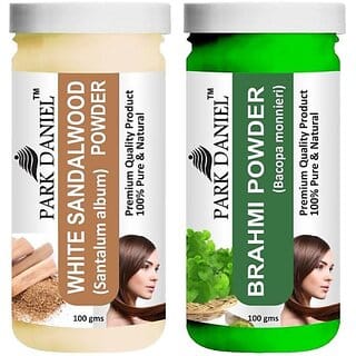 PARK DANIEL Premium White Sandalwood Powder & Brahmi Powder Combo Pack of 2 Jars of 100 gms(200 gms) (200 ml)