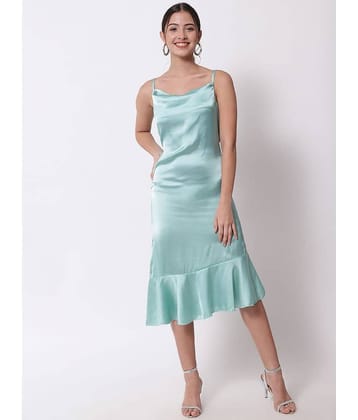 The Dry State Women Satin Solid A-line Dress ( Mint Green )