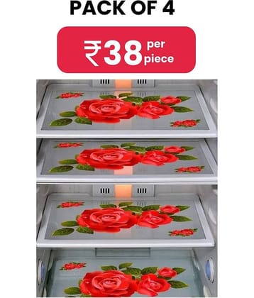 Generic PVC Floral Fridge Mats ( 43 29 ) Pack of 4 - Multicolor