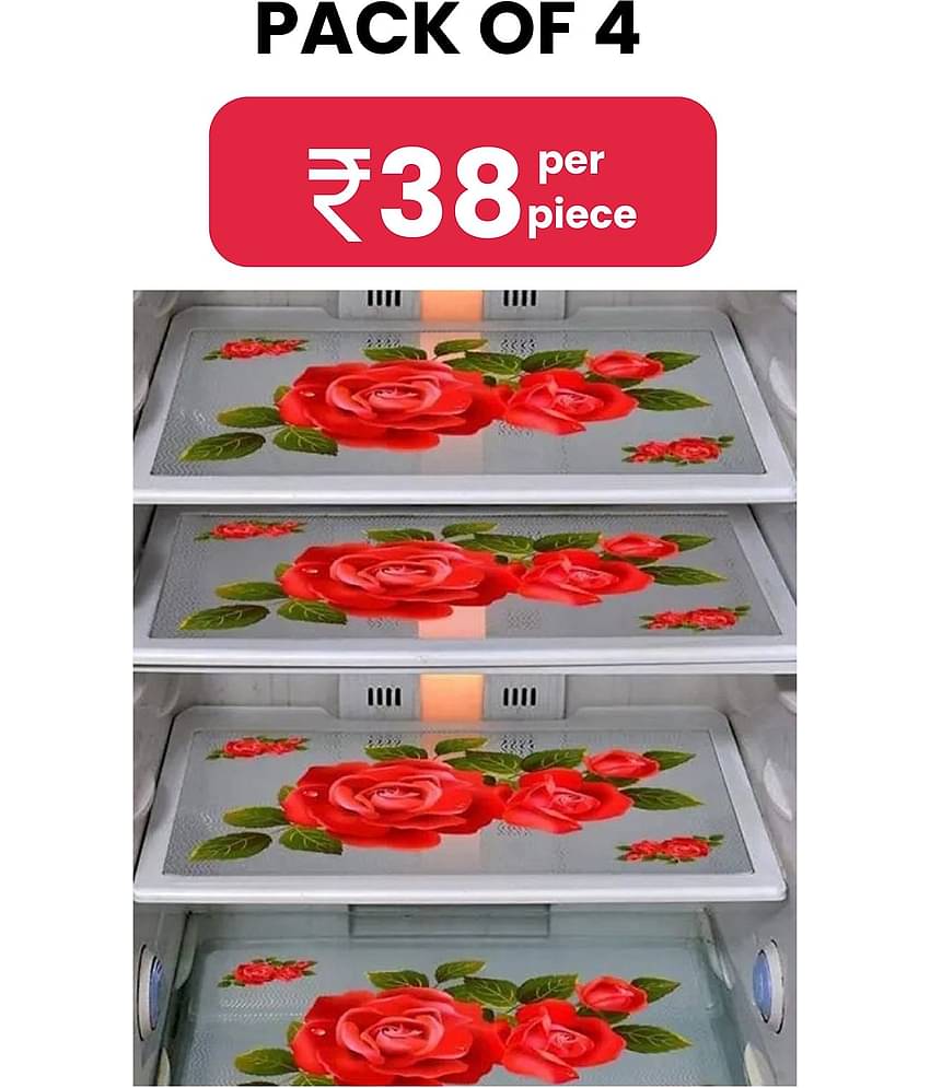 Generic PVC Floral Fridge Mats ( 43 29 ) Pack of 4 - Multicolor