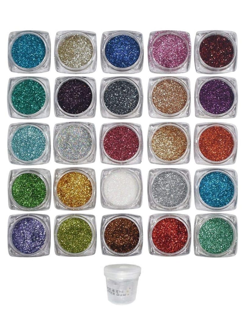 Elecsera Beauty Of Witness 25 multi shade Shimmer Glitter with Eye Glue/Gum 200 g (Multicolor) - Makeup - Eyes | Buy online on ZillyBuy