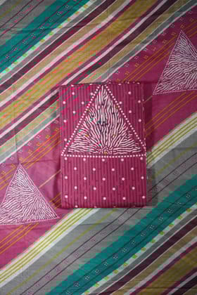 Pink Colour cotton Unstitched Suit Fabric with Pant & cotton Dupatta-Fuchsia Pink