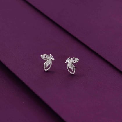 Sterling Silver Zircon Butterfly Studs-White Stone / Silver