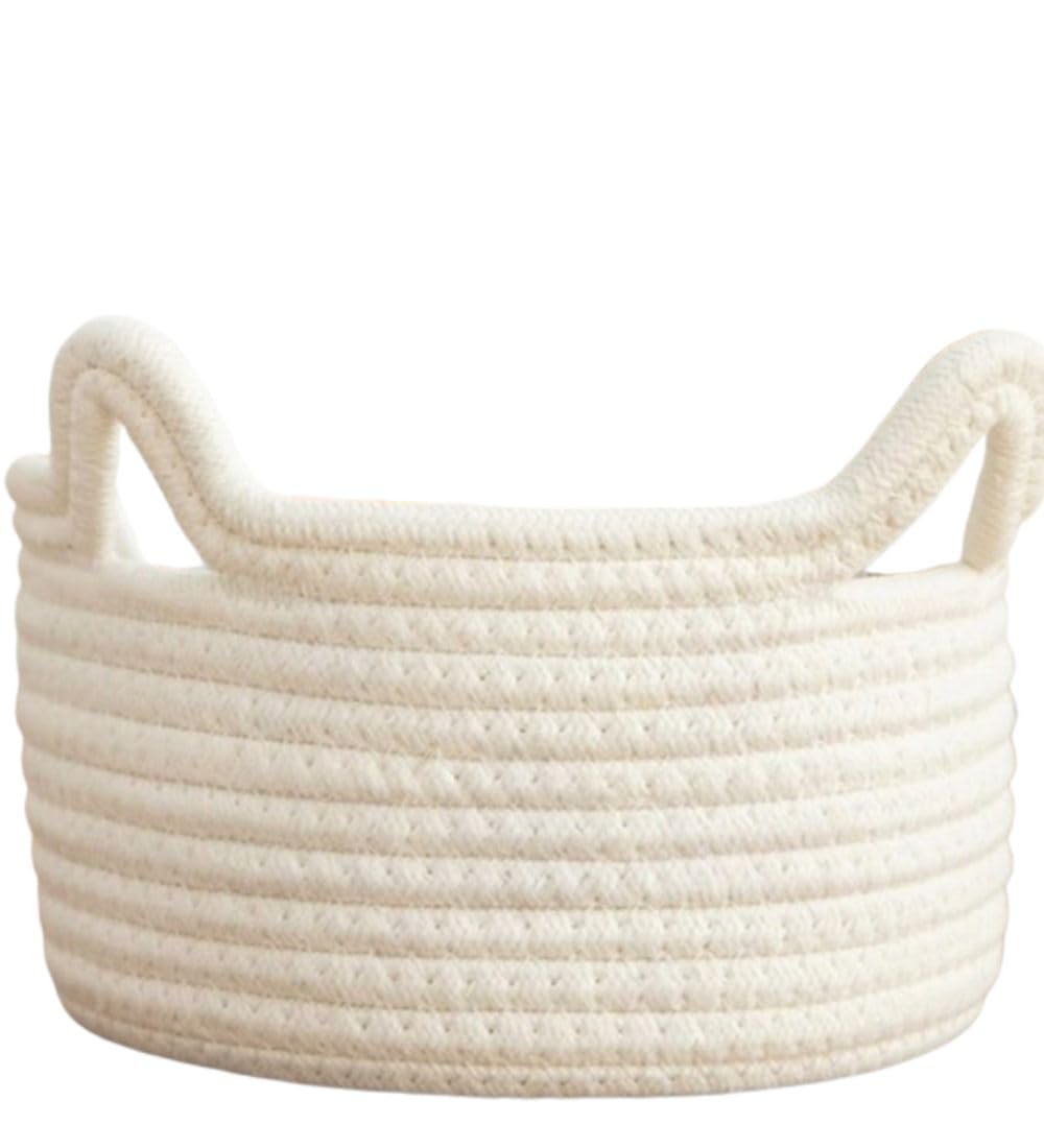 Generic Cotton Pack Of_1 Cat Basket 8x4 Inch Storage Basket For Clothes (White)-PID66472