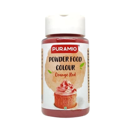 Puramio Powder Food Colour - Orange Red, 125 gm