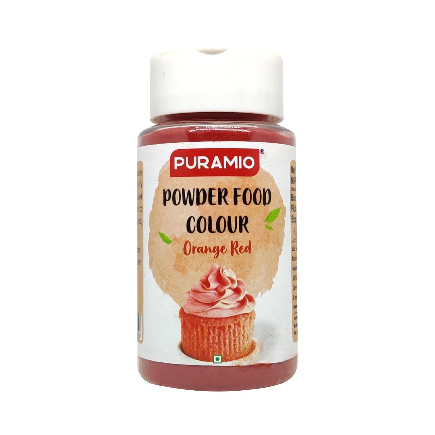 Puramio Powder Food Colour - Orange Red, 125 gm
